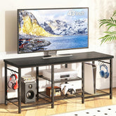 YGEOMER TV stand front view shows a 55-inch TV with a clean, space-saving design.