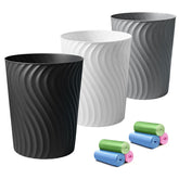 YGJT small trash can trio in white, ideal for compact spaces like bathrooms and desks.