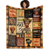 YHIKOUY African American 60th birthday blanket close-up text celebrating achievement and joy