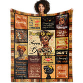 YHIKOUY African American birthday blanket front view with vibrant colors and warmth