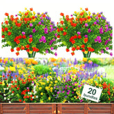 YIBUKIY 20 bundles outdoor artificial flowers for year-round curb appeal.