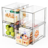 Yieach large stackable drawers in clear PET for efficient countertop organization.