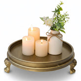 Yielycan Vintage Brass Tray top view for rustic centerpiece on coffee tables