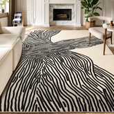 YIHOUSE 8x10 ft rug with abstract black and white design, ideal for living rooms.