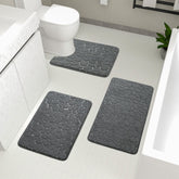 YIHOUSE 3-piece dark grey bath rug set for coordinated bathroom comfort