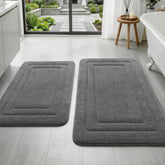 YIHOUSE bathroom rug set with embossed border for a tidy look and double-sink fit