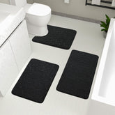 YIHOUSE 3-piece black large rug with soft velvet top for cozy feet on cold floors