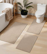 YIHOUSE 3-piece beige bath rugs showing soft fabric for daily comfort