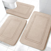 YIHOUSE memory foam bath mat set large 32x20 beige with cloud-soft comfort