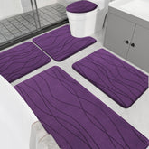 YIHOUSE memory foam purple bathroom rug set front view showing plush surface and color