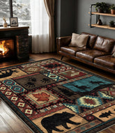 YIHOUSE rustic cabin rug 5x7 with bear pattern for cozy southwestern charm