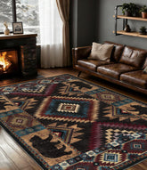YIHOUSE rustic cabin rug with bear print adds cozy charm to living rooms