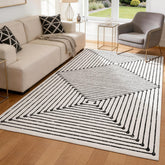 YIHOUSE 5x7 rug with black-and-ivory stripes for living rooms