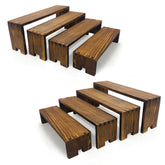 Yikaroeli four-tier cupcake stand with wooden risers for elegant dessert displays