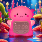 Yiliaw Axolotl Alarm Clock front view for a playful kids' bedroom