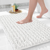 Yimobra bath mat showcases soft chenille texture for plush comfort and coverage