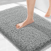 Yimobra bath rug texture closeup highlights plush microfiber for warmth and comfort.