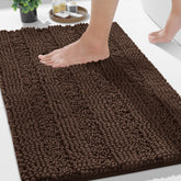 Yimobra bath rug mat front view in brown with plush, cloud-like comfort.