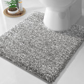 Yimobra fluffy U-shaped toilet rug in front view highlighting soft plush texture.