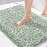 Yimobra light-green white bath rug on the floor with plush comfort