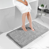 Yimobra long bathroom rug close-up pile shows plush absorbent fibers for quick drying.