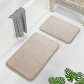 Yimobra memory foam bath rug set large beige with plush comfort and non-slip backing.