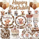 Yingoto brown cow banner wall decor enhances birthday ambiance