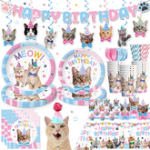 Yingoto cat birthday banner brightens the party space with festive colors
