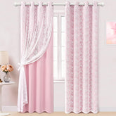 Yinhua pink curtains with sheer overlay soften daylight for a cozy glow.
