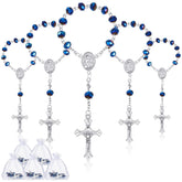 Yinkin baptism rosary with blue beads for elegant christening favors