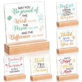 Yinkin admin desk sign with wooden stand boosts motivation at work.