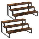 YINMIT wooden display riser 3-tier front view showcasing elegant cosmetics and spices