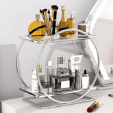 YIWANFW silver perfume organizer for vanity keeps bottles neatly displayed and accessible.