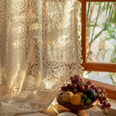 YJ YANJUN boho lace curtains pair with tassel trims for soft light and privacy