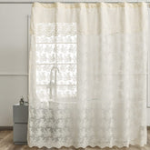 YJ YANJUN ivory lace shower curtain front view highlights vintage charm.