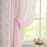 YJ YANJUN pink lace curtain panel filters light softly while preserving privacy.
