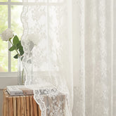 YJ YANJUN vintage lace curtains with 54-inch length, ivory pair for soft light and style.