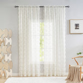 YJ YANJUN vintage lace curtains window view with soft light and ivory tone