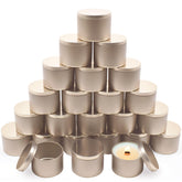 YJHSS champagne gold 8oz tin with lid for clean, even-burning candles.