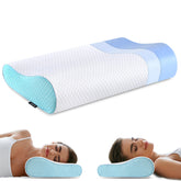 Ylekto Memory Foam Pillow front view highlights ergonomic contour for neck support.