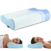 Ylekto memory foam pillow side view highlighting ergonomic neck support