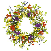 YNYLCHMX 18in wreath on a front door showcasing lifelike color and texture
