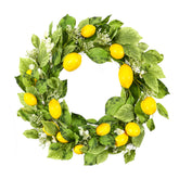 YNYLCHMX 18-inch lemon and eucalyptus wreath on front door adds year-round charm.