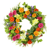 YNYLCHMX 18-inch wreath with daisies and green tea leaves for vibrant front door decor