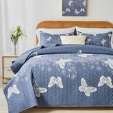 Yogeneg King Size Quilt with white butterfly pattern for a stylish, breathable bedroom upgrade.