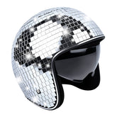 Yoiemivy disco helmet with retractable visor enhances stage presence for performances.