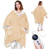 Yokimisu wearable heated blanket with detachable hood keeps you warm on chilly mornings