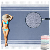 Yongoes oversized Turkish beach towel blanket, 82x88 inches for family beach days and relaxing sunsets.