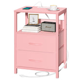 Yoobure nightstand with charging station keeps devices powered and within reach.