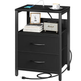 Yoobure nightstand with charging station front view enables convenient bedside device charging.
